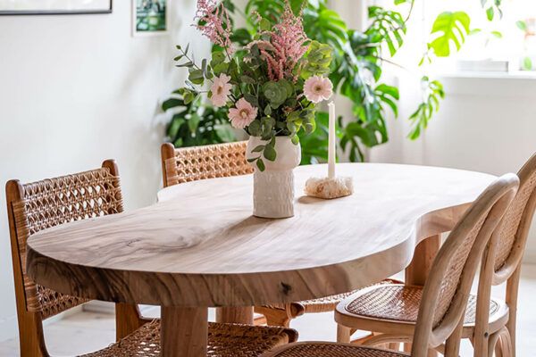 Spisebord i heltre som samlingspunkt i hjemmet